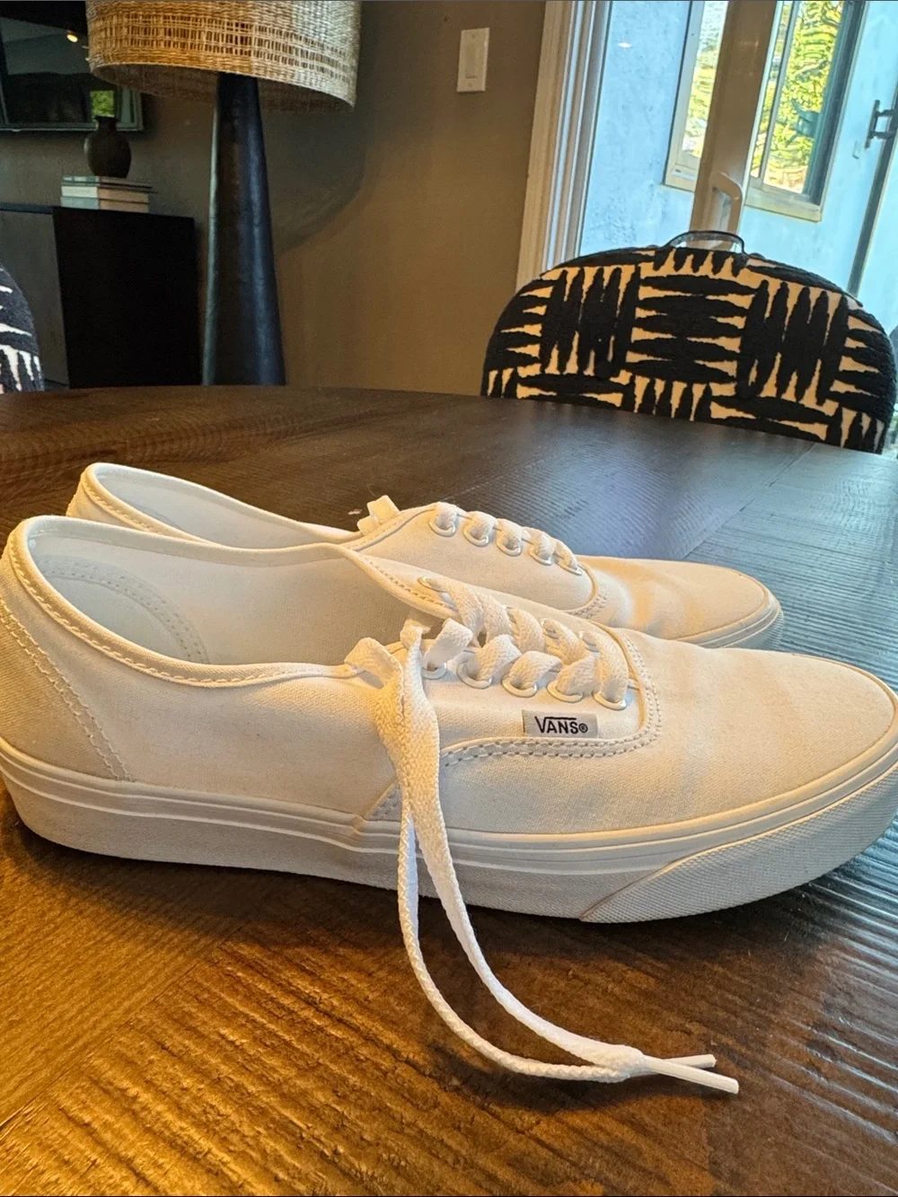 Vans White Canvas Low-Top Sneakers - Classic Lace-Up
